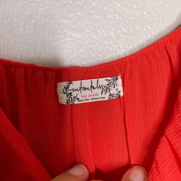 Free People Cascades Ruffle Cami Size XS Coral Red Orange Flowy - Picture 6 of 9